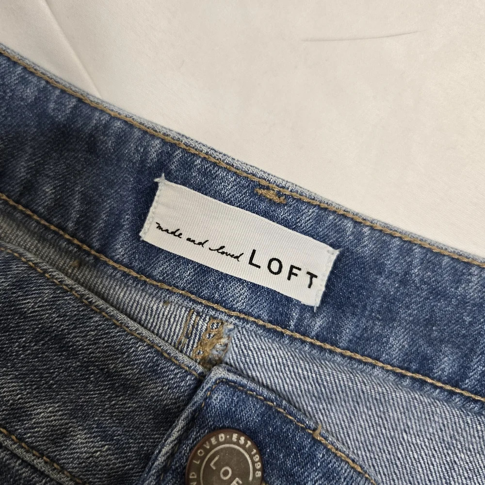 LOFT curvy high waist kick crop denim‎ blue jeans 14